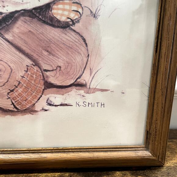 K. Smith African American Girl Art Print Vintage 70s 80s Framed 12.5 x 15.5 - Picture 4 of 9